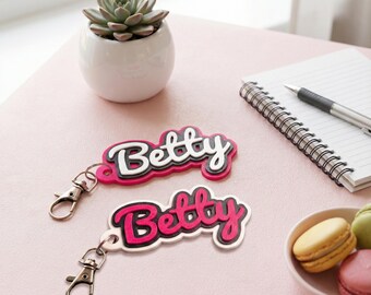 Custom Three-Tone 3D Printed Name Keychain: UV Color Change, Personalized Bag Tag| Charm