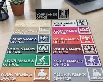 Personalized Office Door Sign | Custom Name, Status Indicator | The Office