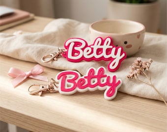 Custom Two-Tone 3D Printed Name Keychain - Personalized Bag Tag | Charm