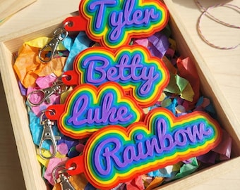 Rainbow Name Keychain | Gift for Kids & Students | Rainbow Bag | Party Favors | LGBTQ+