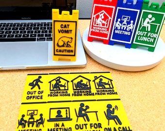 Desk Sign | Office Status Indicator | Funny Work From Home | On a Call | Out for Lunch