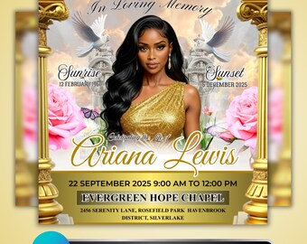Memorial Flyer: Celebration of Life Funeral Invitation, Rest in Peace Template, Canva Editable