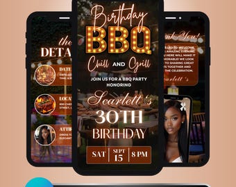 Birthday BBQ Invitation Template, Editable Canva Party Invite, Bbq Cookout Invite, Animated Birthday Invitation, BBQ Video Party Evite