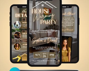 Housewarming Party Invitation: New Home Celebration Evite, Apartment Welcome Video, Editable Canva Template