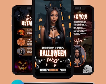Halloween Party Invitation: Spooky Costume Event, Animated Digital Invite, Editable Canva Template