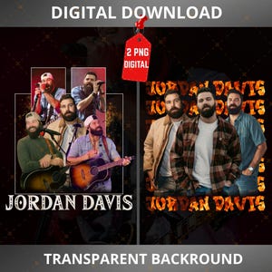 May include: Digital download featuring images of Jordan Davis. One design shows multiple images of Davis performing with a guitar and microphone. The other design shows Davis with two other men. The text "JORDAN DAVIS" is displayed in white.