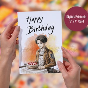 Anime Birthday Card | Anime Greeting for Manga & Otaku Fans | Printable Anime Card | Instant Download | Attack On Titan