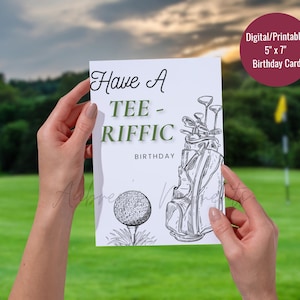 Golf Birthday Card | Tee-rrific Pun Card | Printable Birthday Card for Golfer | Digital Download
