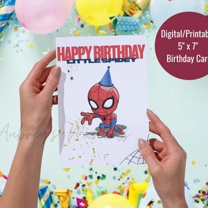 Spidey Birthday Card: Superhero Printable for Spider-Kid (PDF Downloadable Card, 5x7in )