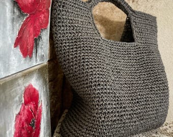 かぎ針編みトートバッグ - ラフィアかぎ針編みショッピングバッグDIY、ボヘミアン風ハンドメイドバッグの作り方、女性用スタイリッシュなかぎ針編みハンドバッグ、PDFパターン＆動画レッスン