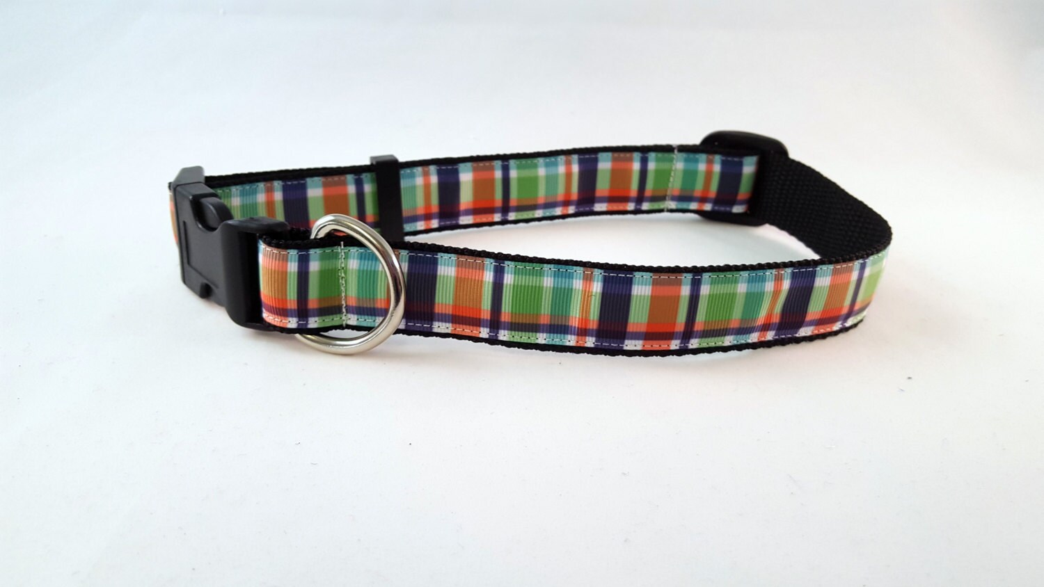 Dog Collar Adjustable purple and green plaid Etsy