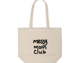 Lieve, rommelige Mom Club canvas draagtas: milieuvriendelijke katoenen boodschappentas