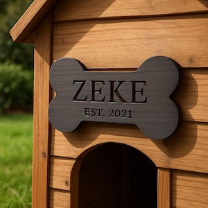 Personalized Bone Shaped Pet Plaque, Custom Name Sign with Engraving, Pet Home Decor, Dog House Sign, Custom Wooden Pet Sign, Dog Plaque
