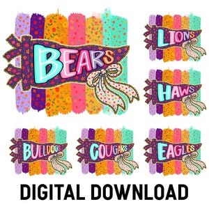 Custom Mascot Team Png, Colorful Game Day Png, Disty Floral Pennant Flag Mascot Png, Preppy School Spirits, Checkered Star Football Png
