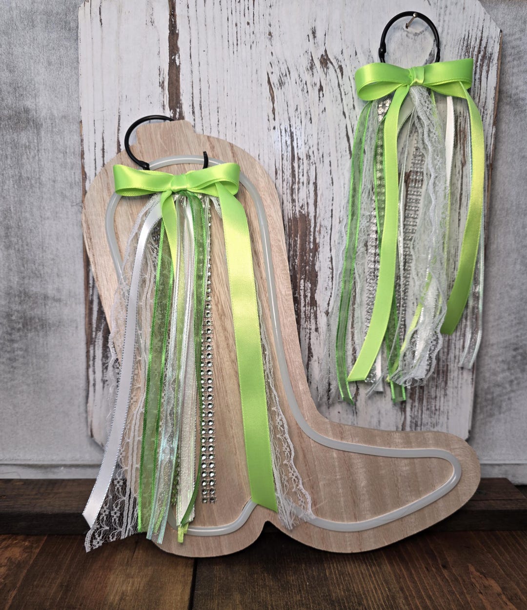 Boot Bows Display Lime Neon Green Cowgirl Boot Bows: Country Concert Cowboy Boot ...