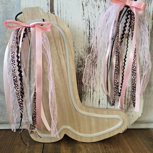 Cloud 9 Country Concert Boot Bows | Pink & Black Animal Print Boot Bows | Cowgirl Boot Accessory Ribbons