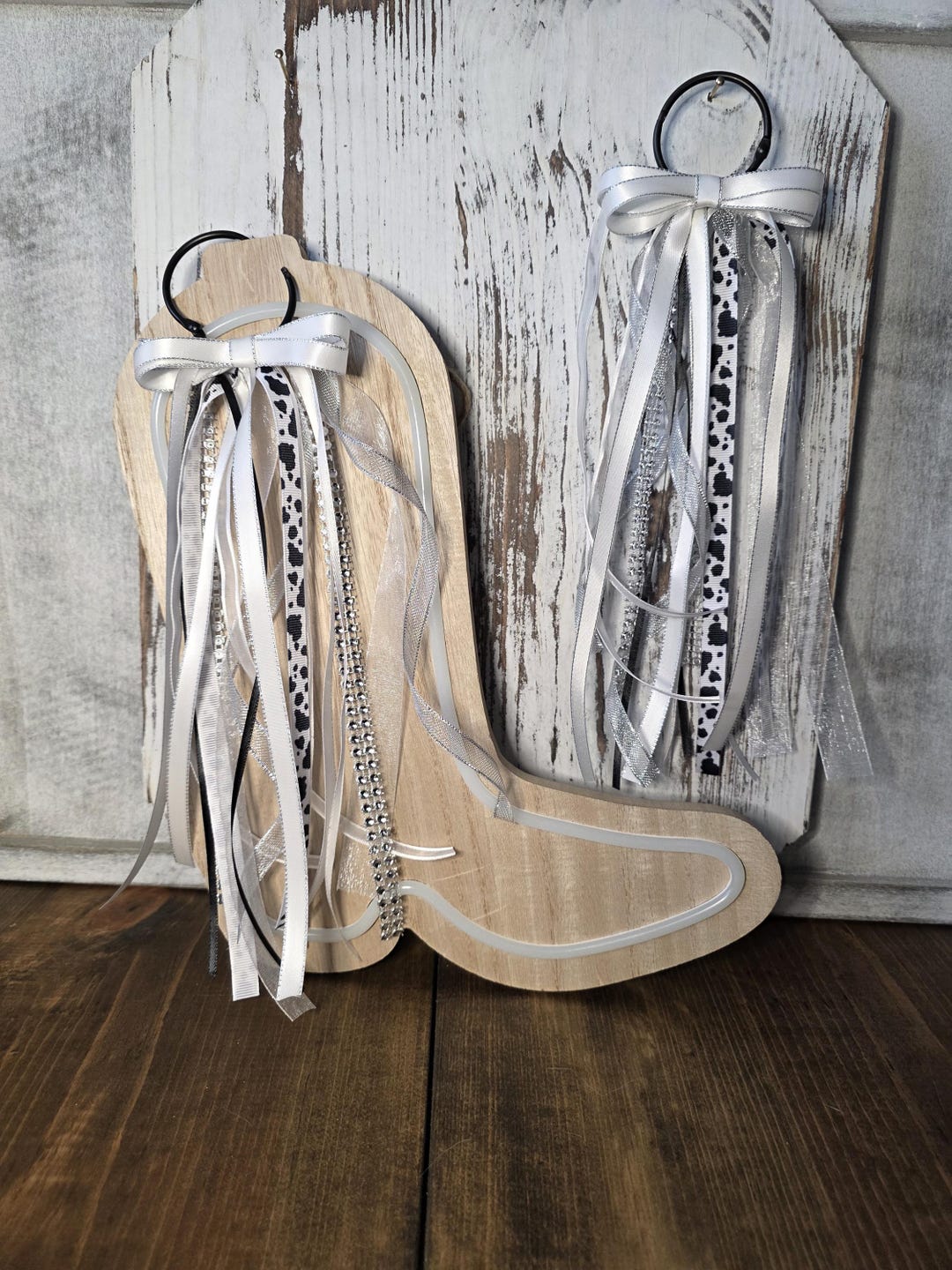 Boot Bows Display Country Concert Boot Bows | Black & White Cow Print Boot Bows | Cowgirl ...
