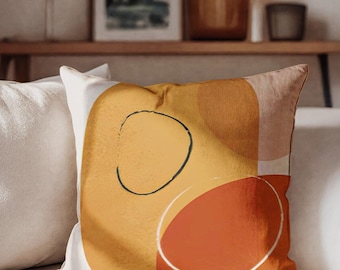 Abstract Shapes Pillow Cover: Black Cream Mudcloth Decorative Throw Pillow
