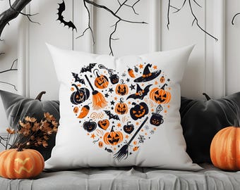 Halloween Pillow Cover: Spooky Pumpkin, Witch Hat - Autumn Home Decor