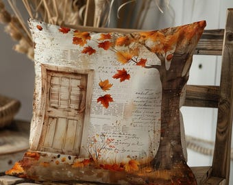 Autumn Leaves Throw Pillow Cover: Rustic Fall Decor