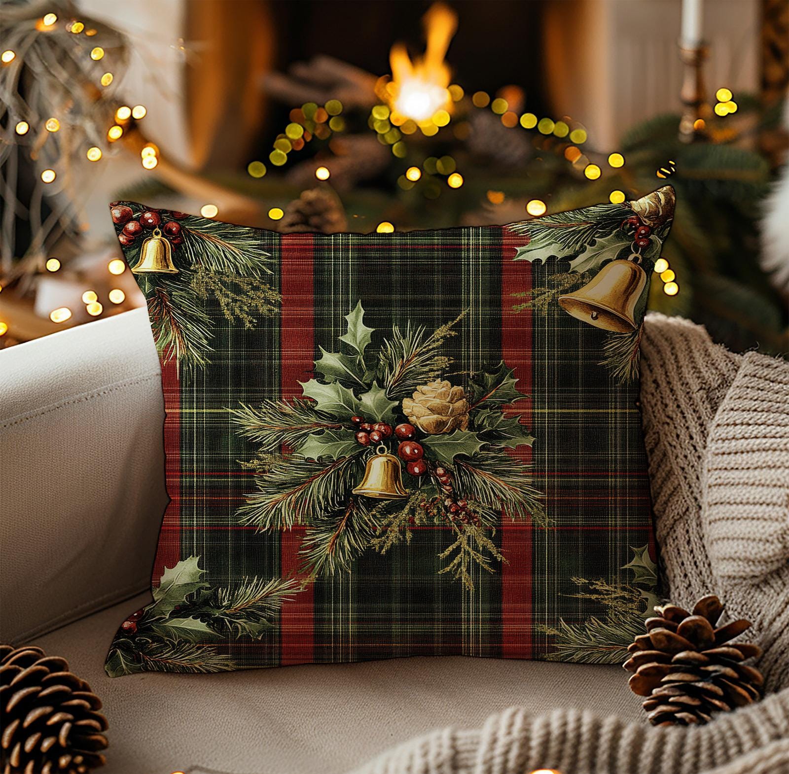 Red and Green Christmas Pillow
