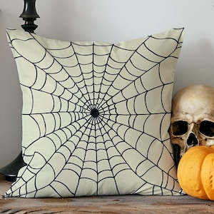 Spider Web Halloween Pillow Cover - Creepy Gothic Throw Cushion for Spooky Home Decor