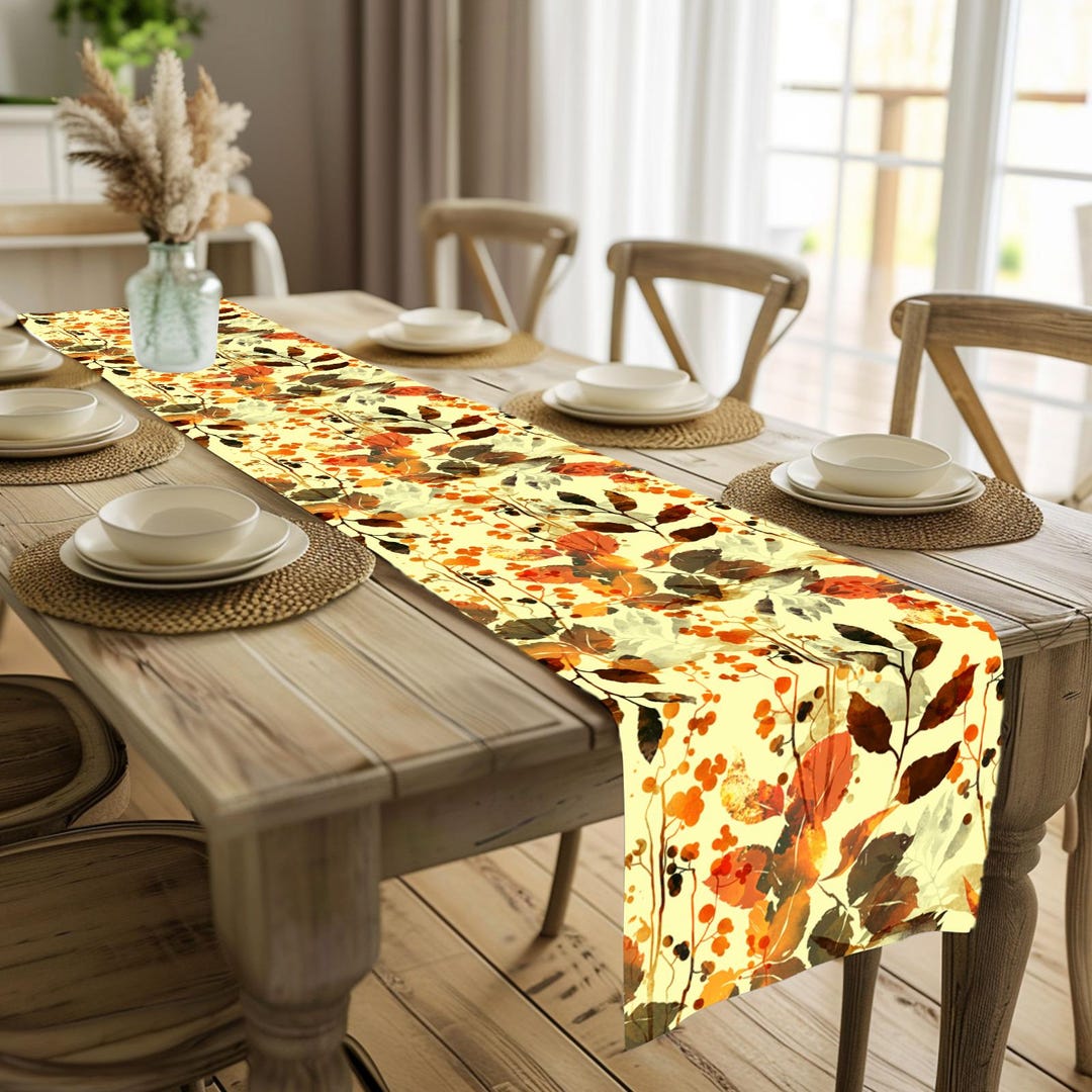 Autumn Leaves Table Runner: Fall Foliage Print, Thanksgiving Decor - Etsy