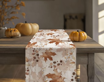 Autumn Leaves Table Runner: Rustic Farmhouse Thanksgiving Decor