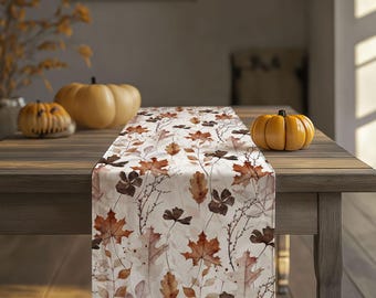 Fall Leaves Table Runner: Rustic Autumn Farmhouse Decor