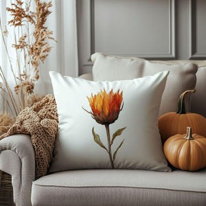 Rustic Orange Flower Pillow Cover: Minimalist Autumn Farmhouse Decor