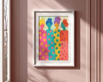 Colorful Abstract People Print, Modern Feminine Wall Art (Digital Download)