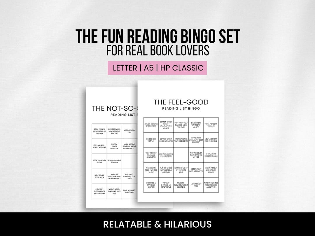 Book Bingo Cards | Fun Reading Challenge | Relatable Prompts PDF - Etsy