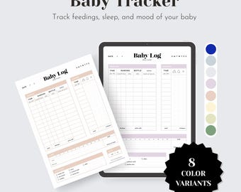 Baby Tracker (ENG) | Daily Log Printable (PDF, A4) | Feeding, Sleep, Diaper & Activity Journal