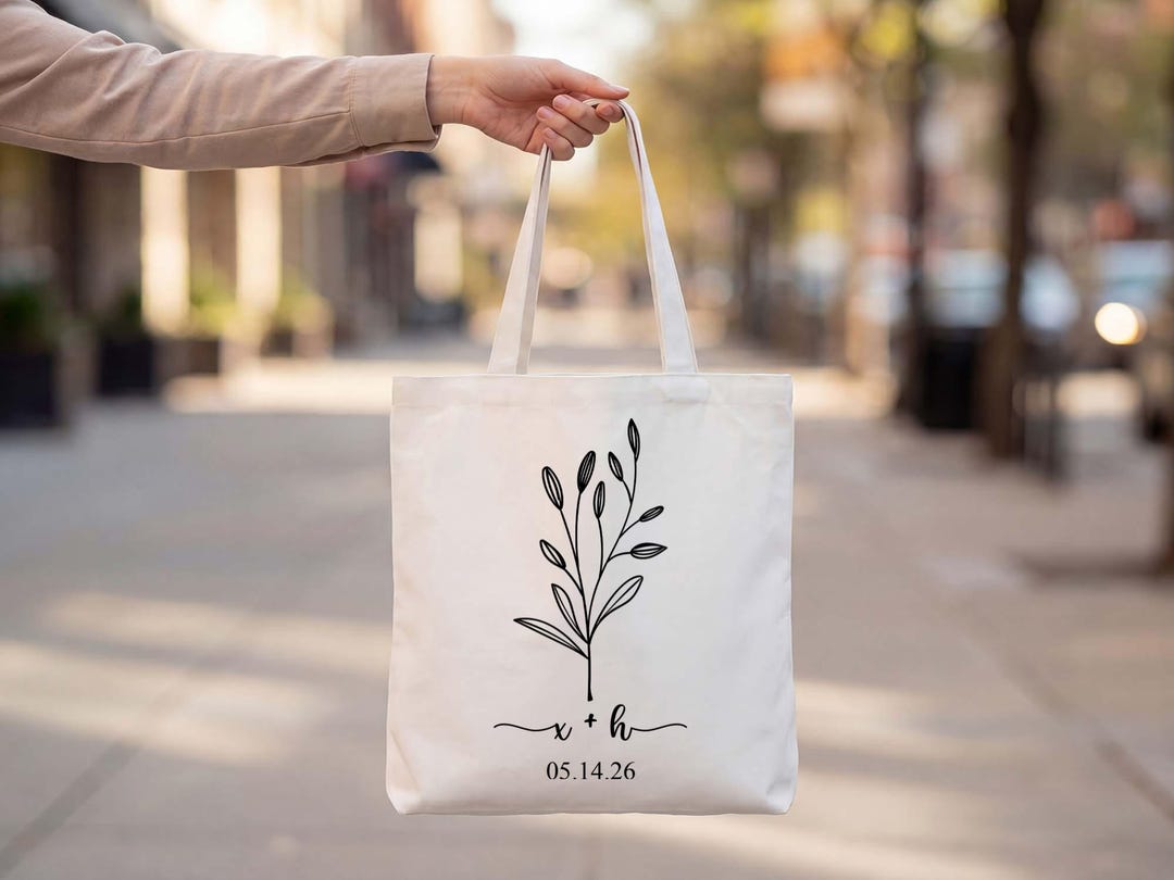 Personalized Wedding Tote Bag, Custom Couple Date Canvas Bag ...