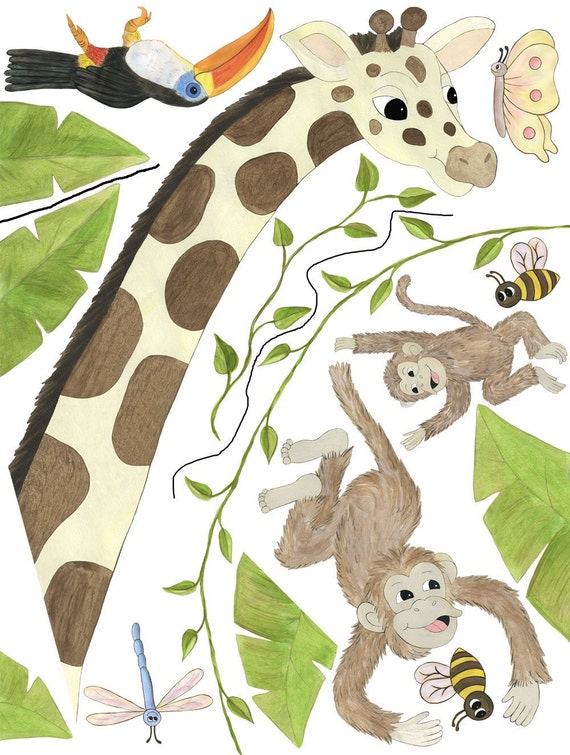 Items similar to Jungle Animal Wall Decals Large Jungle Wall Stickers