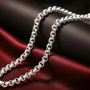 Unisex luxury style 925 sterling silver rolo chain in 3mm , 50-80 cm. Oxidized finish, perfect for layering or gifting.