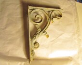 ONE Cast Iron Shelf Bracket Scroll Design in Old Blue Paint Antique Victorian Vintage 6362