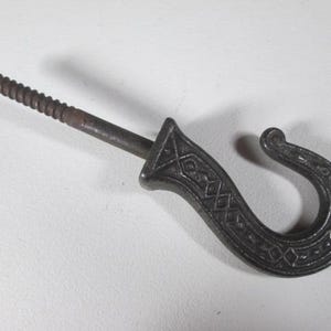 Victorian Iron Hook Geometric Aesthetic Movement Cast Design Chandelier Lamp or Birdcage Antique Vintage Hanger M5