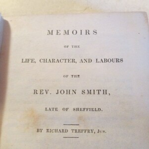 1840 Leather Bound Book Memoirs of Rev John Smith Sheffield Antique Primitive Cabin Decor 8839 image 6