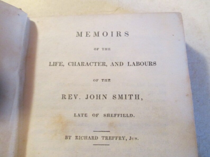 1840 Leather Bound Book Memoirs of Rev John Smith Sheffield Antique Primitive Cabin Decor 8839 image 6