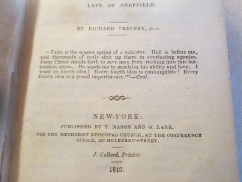 1840 Leather Bound Book Memoirs of Rev John Smith Sheffield Antique Primitive Cabin Decor 8839 image 7