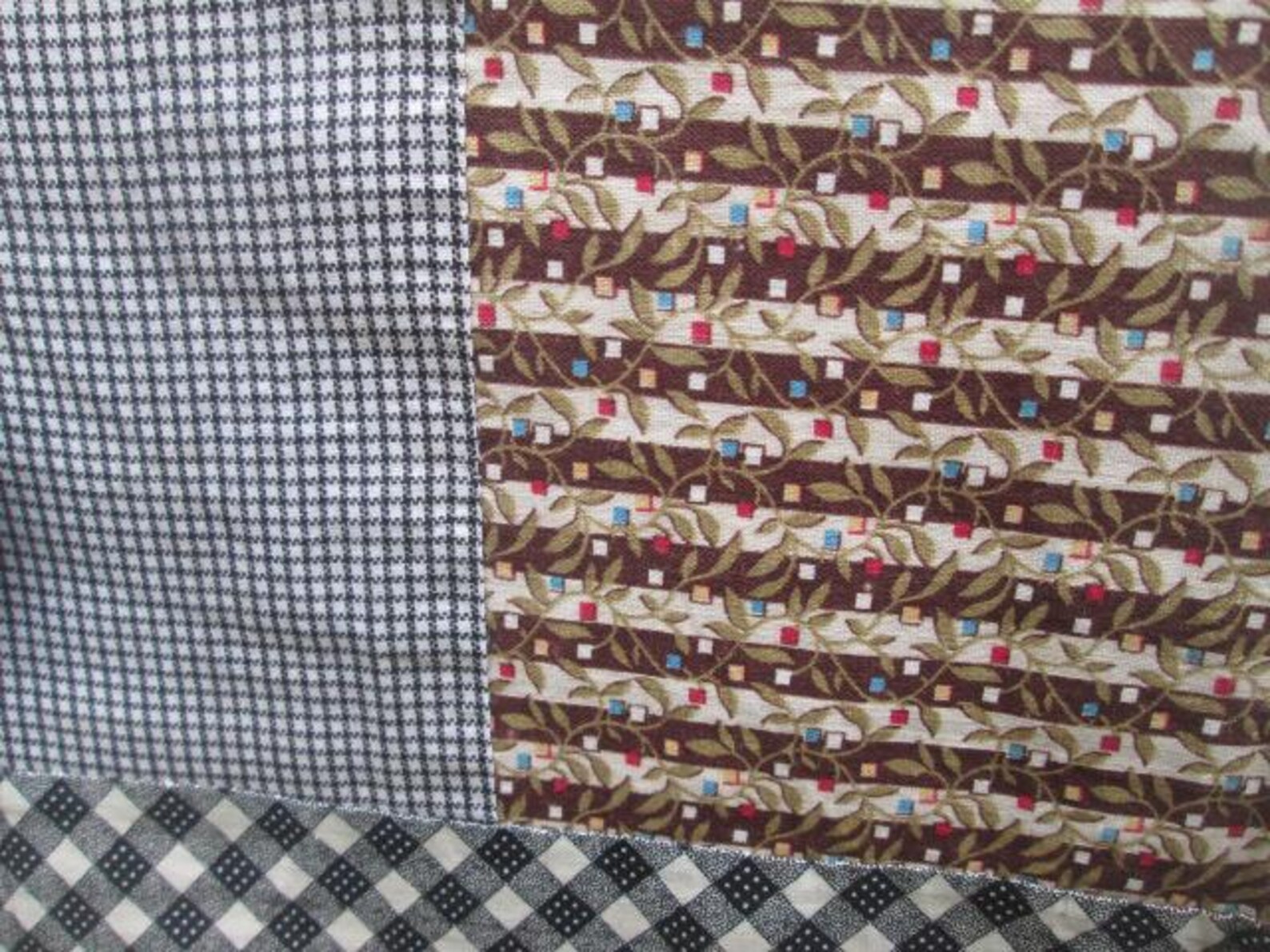 Antique Hand Stitched Quilt TOP Only 1860 1870 Fabrics Printed Cotton ...