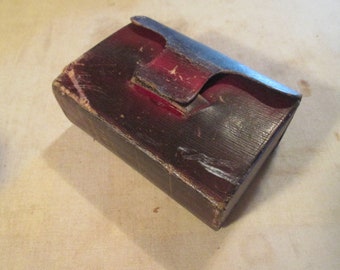 Small RED Leather Bound Book Polyglott Bible Parallel Flap Cover Antique Victorian Vintage 1848 Springfield Mass Small Hand Size 8994