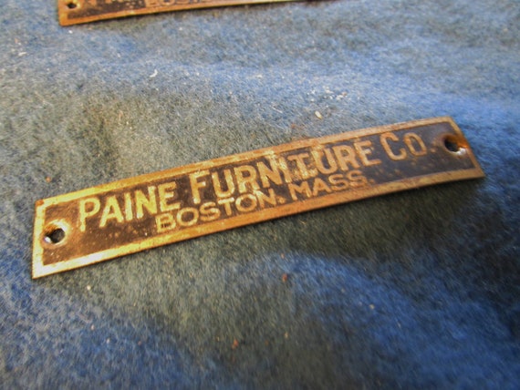 Paine Furniture Company Co Brass Tag Label Badge Plaque Etsy