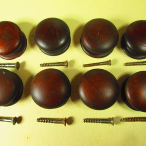 Near Set of EIGHT Period Wooden Sheraton Empire Victorian Drawer Knobs Mahogany Black Cherry 1820-1850 Antique Vintage Furniture Chests M105