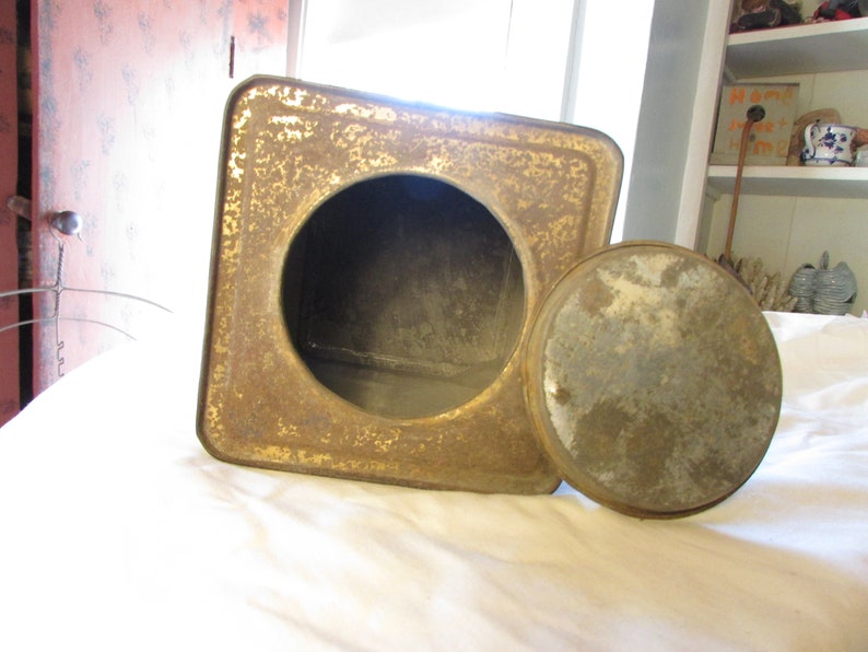 Large Washington Mills Emery Litho Tin Can Box Period Original Item Antique Vintage 6480