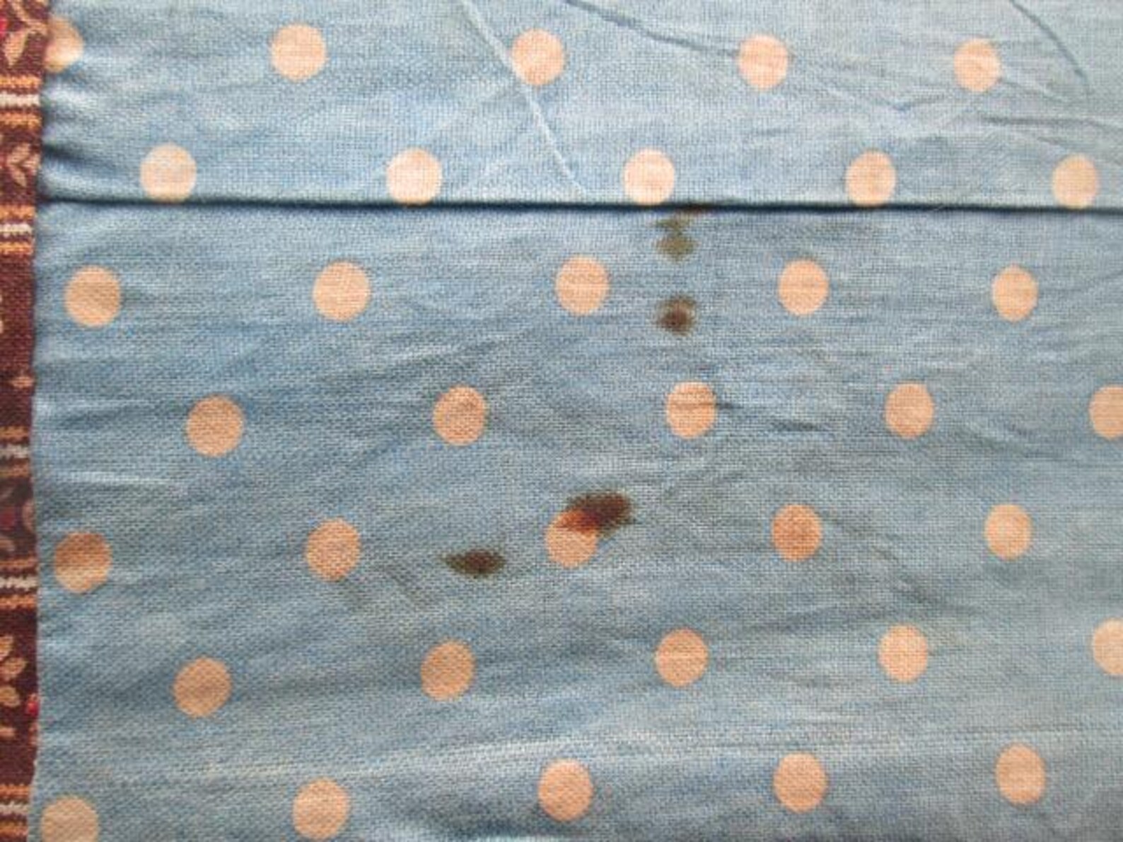 Antique Hand Stitched Quilt TOP Only 1860 1870 Fabrics Printed Cotton ...
