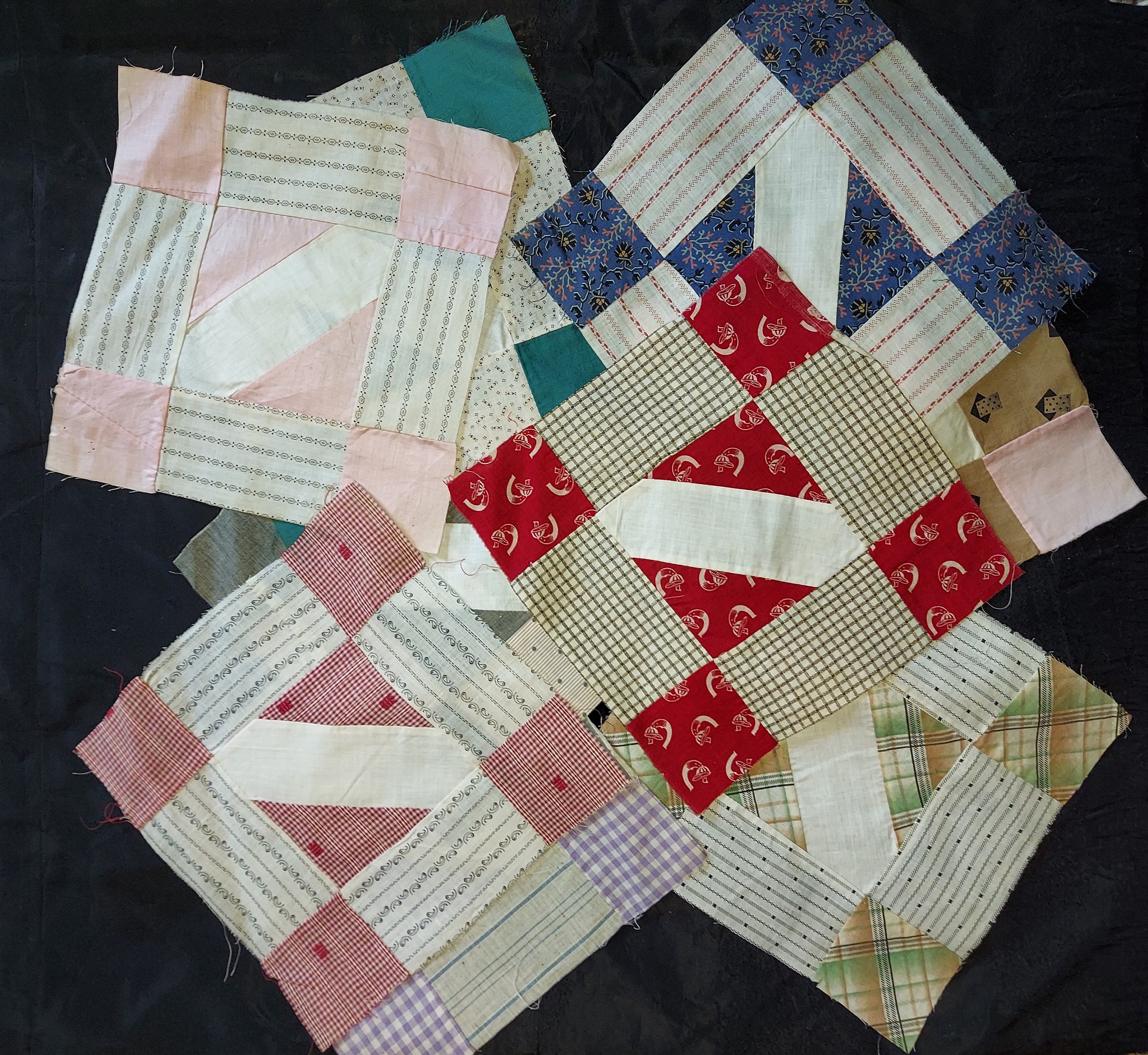 Antique 21 Hand Stitched Quilt Squares 9 x 9 Fabric Craft Etsy