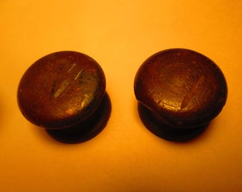 PAIR Very Small Period Wooden Empire Victorian Drawer Knob Cherry 1850-1880 Vintage Miniature Furniture Chests Secretary Desk Interior M57