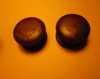 PAIR Very Small Period Wooden Empire Victorian Drawer Knob Cherry 1850-1880 Vintage Miniature Furniture Chests Secretary Desk Interior M55